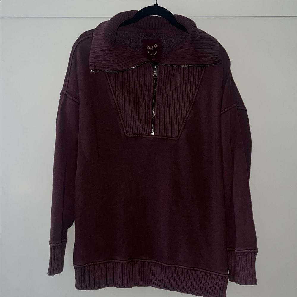 Aerie Women’s Plum Three Quarter Zip Sweater